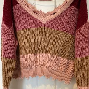 Cropped Distressed Sweater